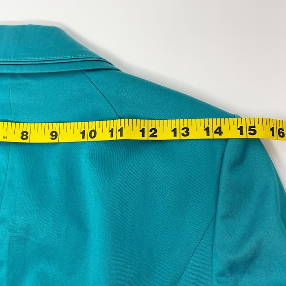 WHBM Teal 3/4 Sleeve Classic Lined Blazer Size 00 - Picture 10 of 12